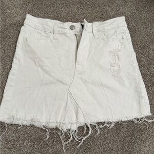 White Distressed Denim Mini Skirt - Flying Monkey